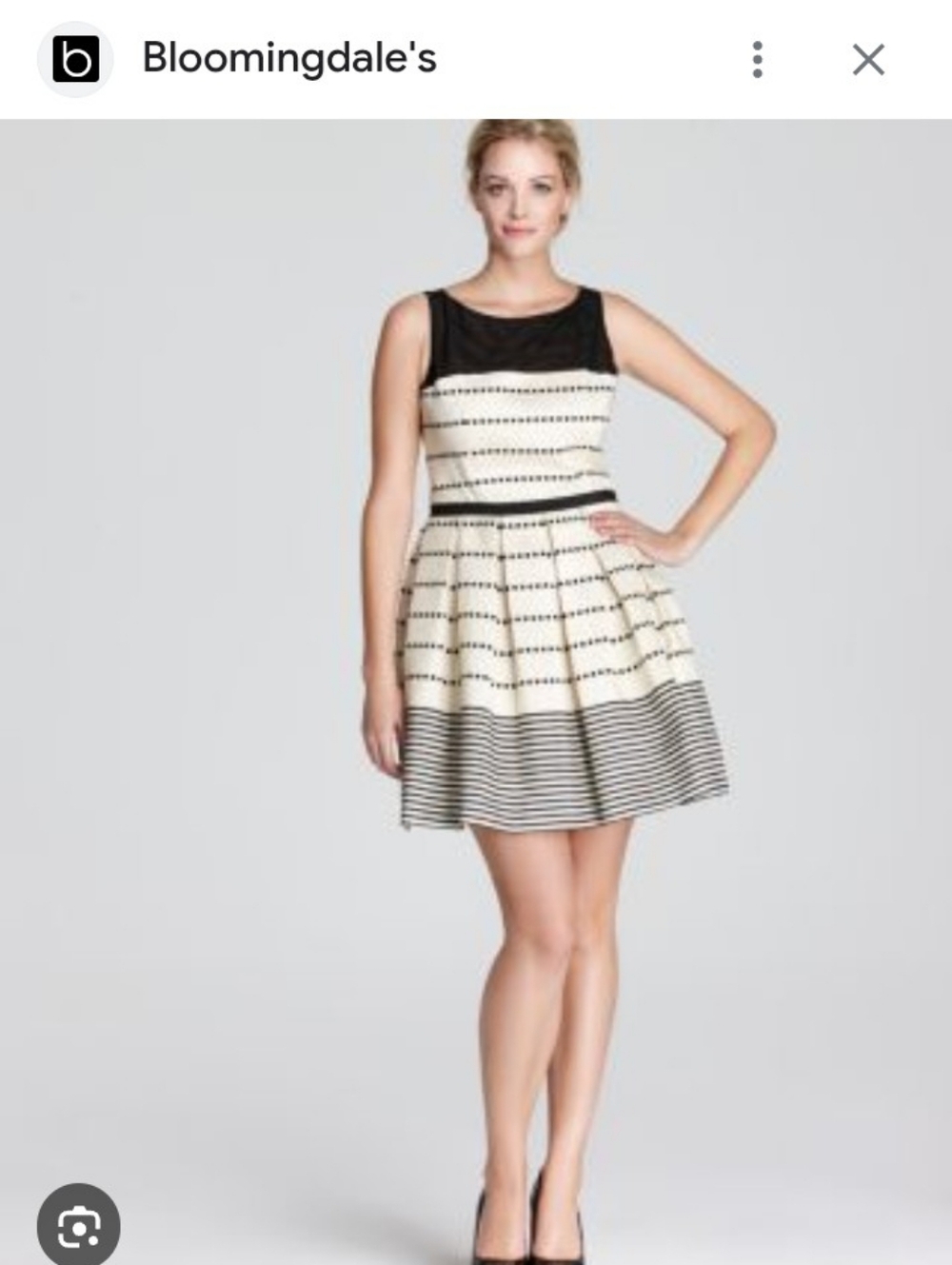 Taylor Dresses Black/Cream Polka Dot/Striped Sleeveless Cocktail Dress. Size 10